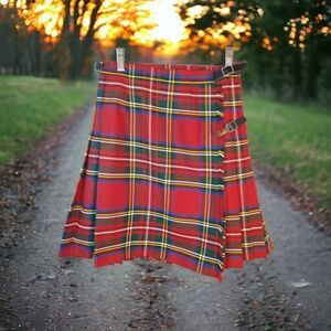 Scotch House Red Tartan Plaid Kilt Wrap Skirt Women’s Sz 8
